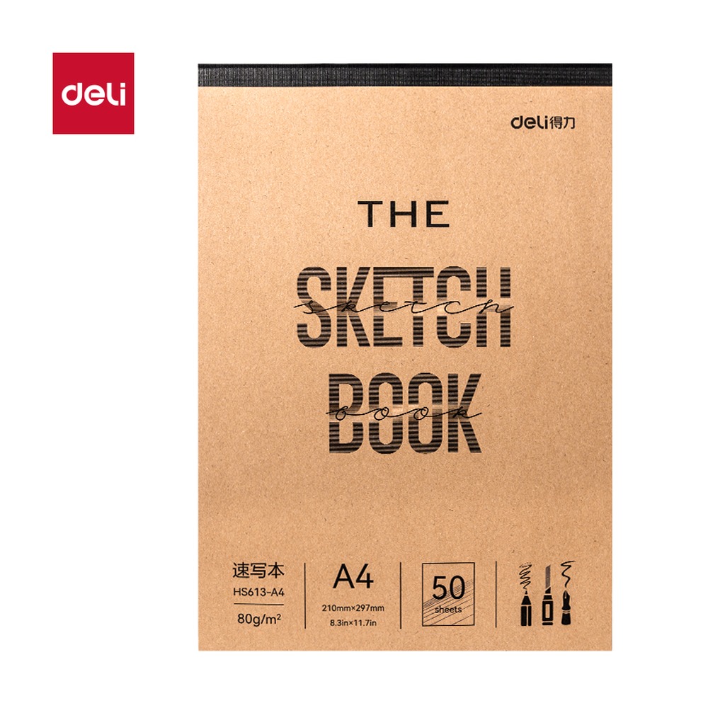 DELI/得力 速写本 HS613-A4 尺寸:A4；克重:80g；纸张规格:A4；页产量:50页 单位:本