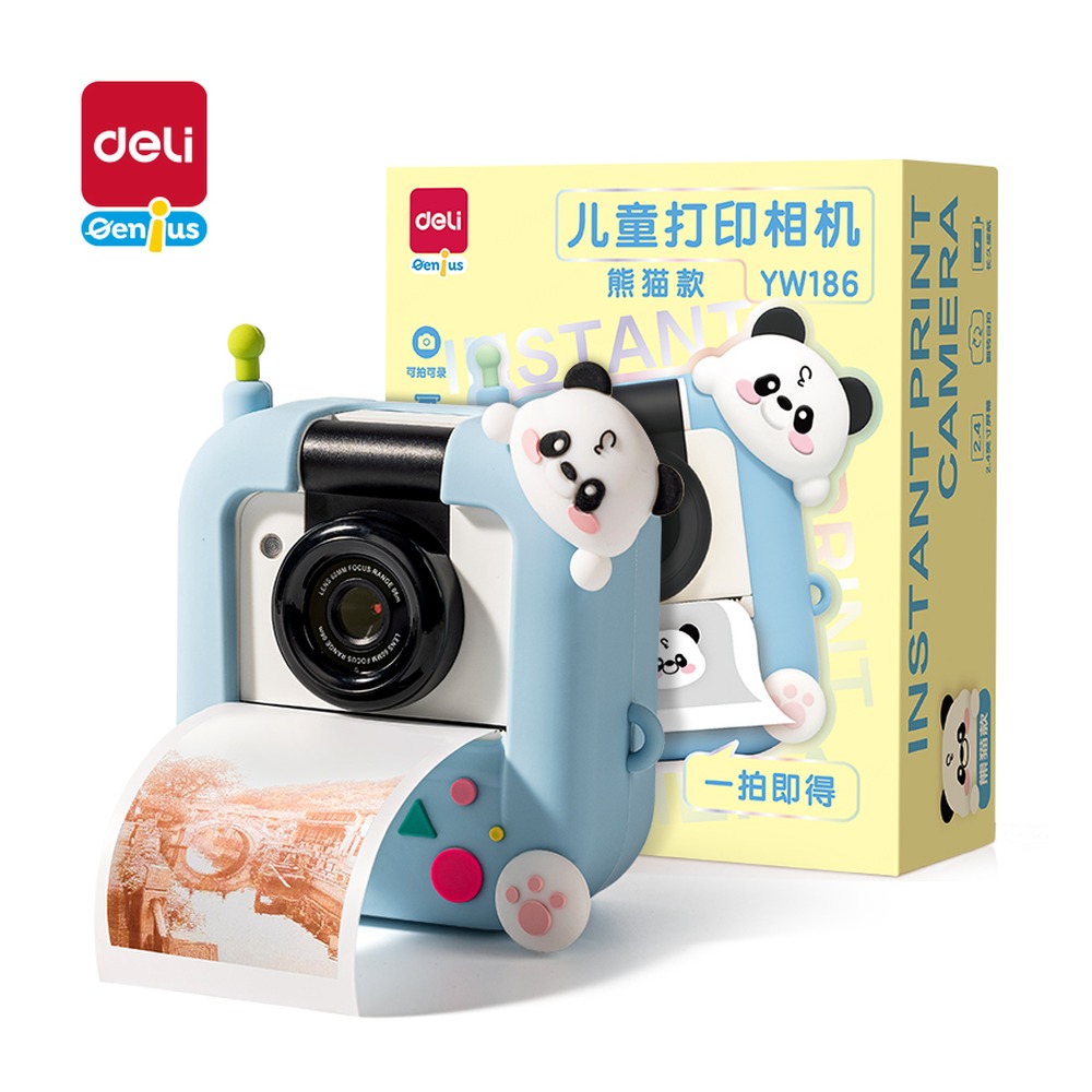 DELI/得力 儿童打印相机熊猫款 YW186 颜色:蓝 单位:个