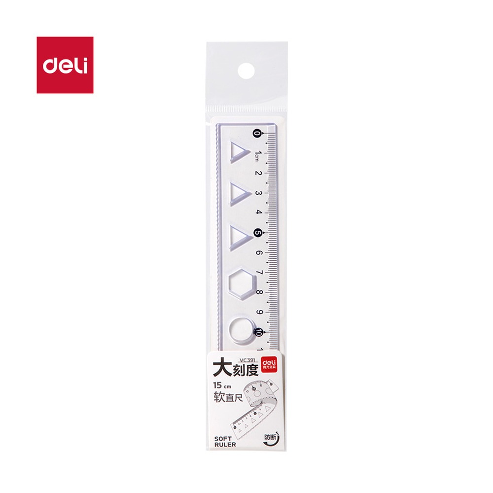 DELI/得力 简约直尺 VC391 颜色:透明；尺寸:15cm 单位:把