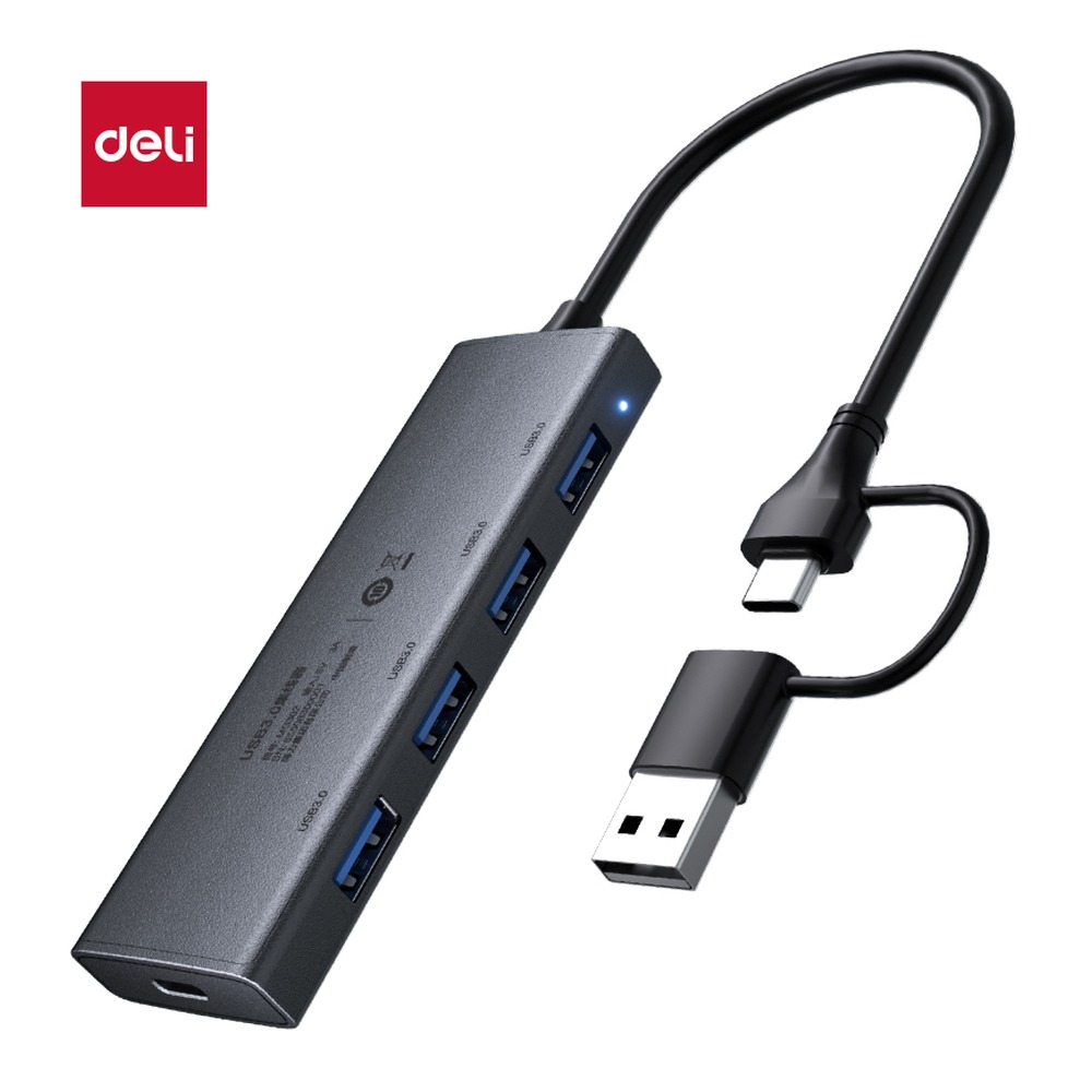 DELI/得力 拓展坞USBATypeC+USB3.0 MG302 颜色:黑色；材质:ABS；尺寸:103mm*32mm*11mm (不含线长)；容量:5Gb；其他:USB-A/Type-C+USB3.0 单位:个