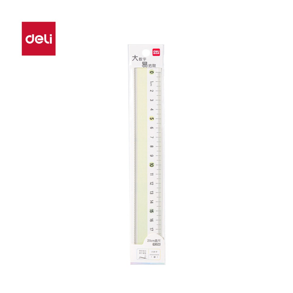 DELI/得力 彩虹易拾取直尺 VC256 颜色:绿；尺寸:20cm 单位:把