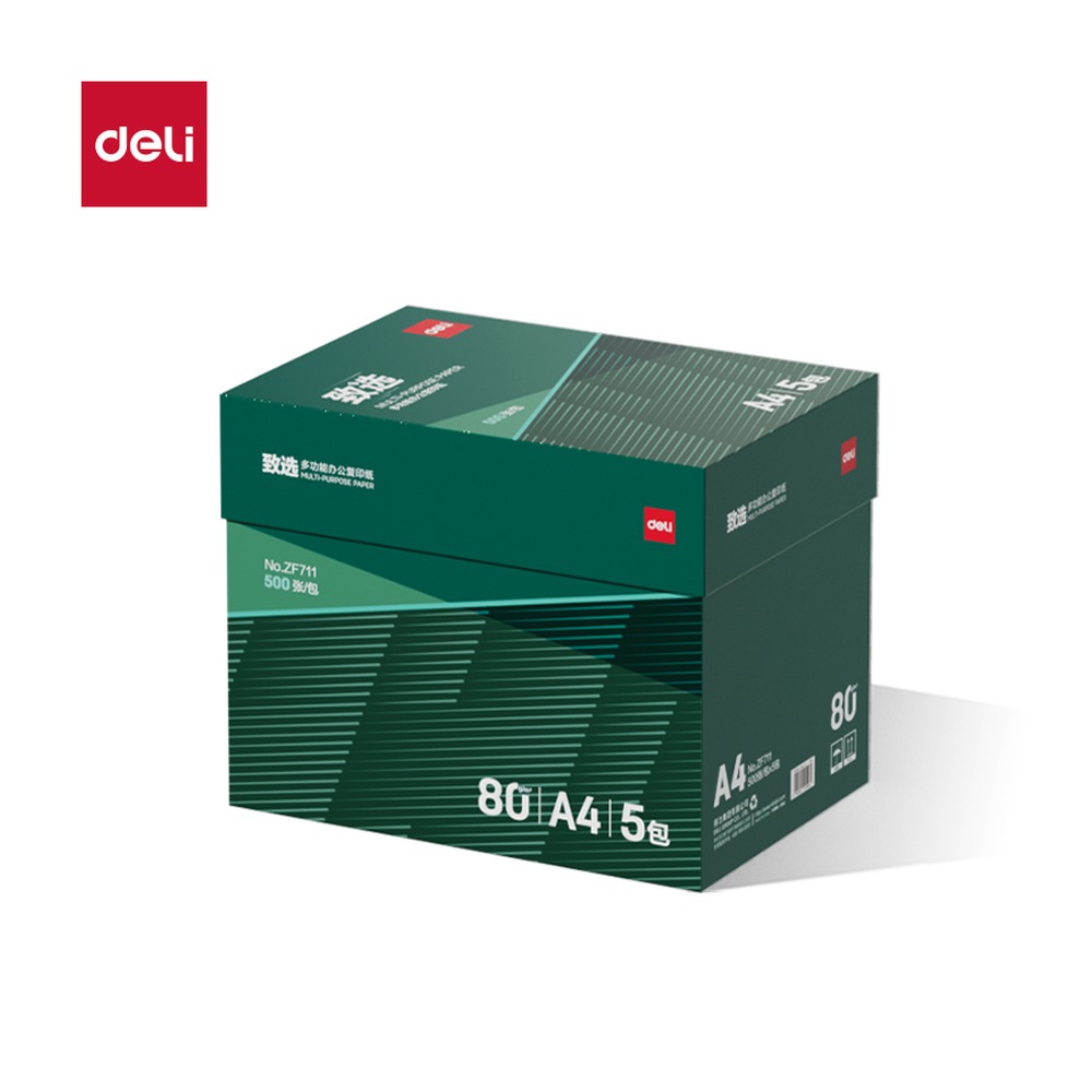 DELI/得力 致选复印纸A4 ZF711 颜色:混；克重:80g；纸张规格:A4 单位:包