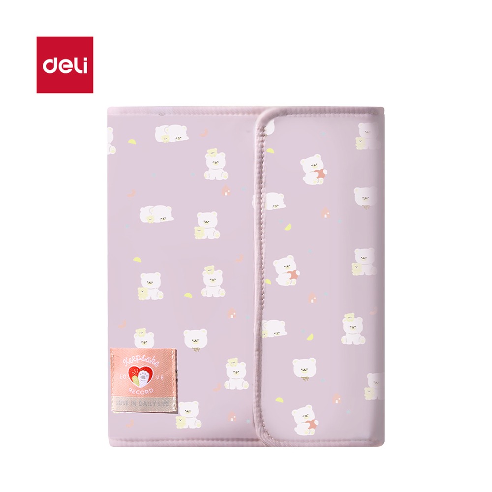 DELI/得力 布艺孕检册 PQ921 颜色:粉色；尺寸:210*250*35mm 单位:个