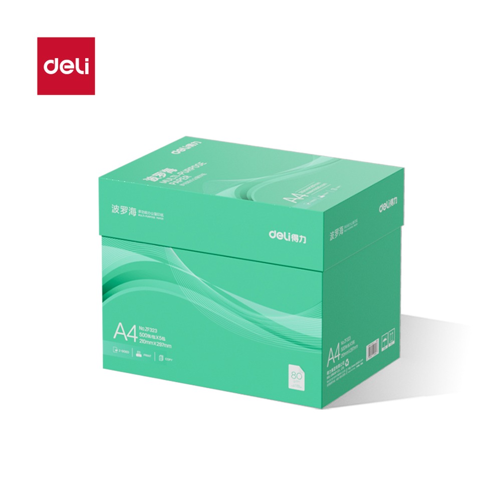 DELI/得力 波罗海复印纸A4 ZF323 颜色:绿色；克重:80g；纸张规格:A4 单位:包