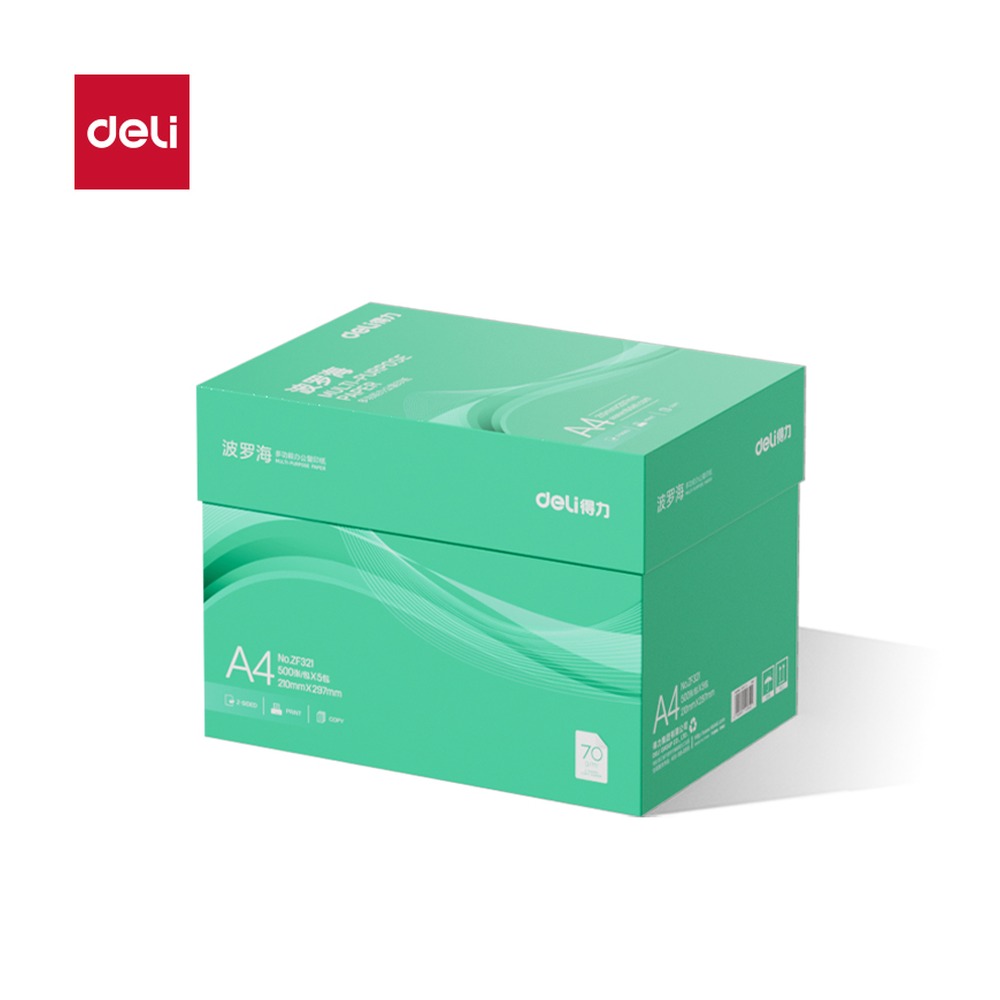 DELI/得力 波罗海复印纸A4 ZF321 颜色:绿色；克重:70g；纸张规格:A4 单位:包