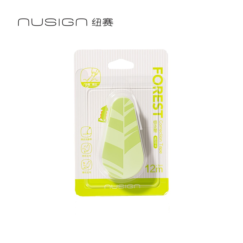 DELI/得力 修正带 NS227-F 颜色:浅绿/黄色/草绿/深绿；尺寸:5mm*12m；笔芯规格:5mm 单位:个
