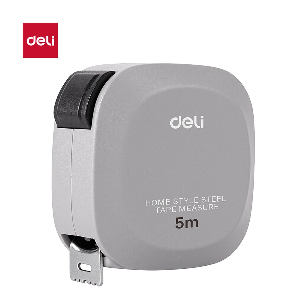 DELI/得力 方形居家钢卷尺 TT304 颜色:灰；尺寸:5m；结构:方形 单位:个