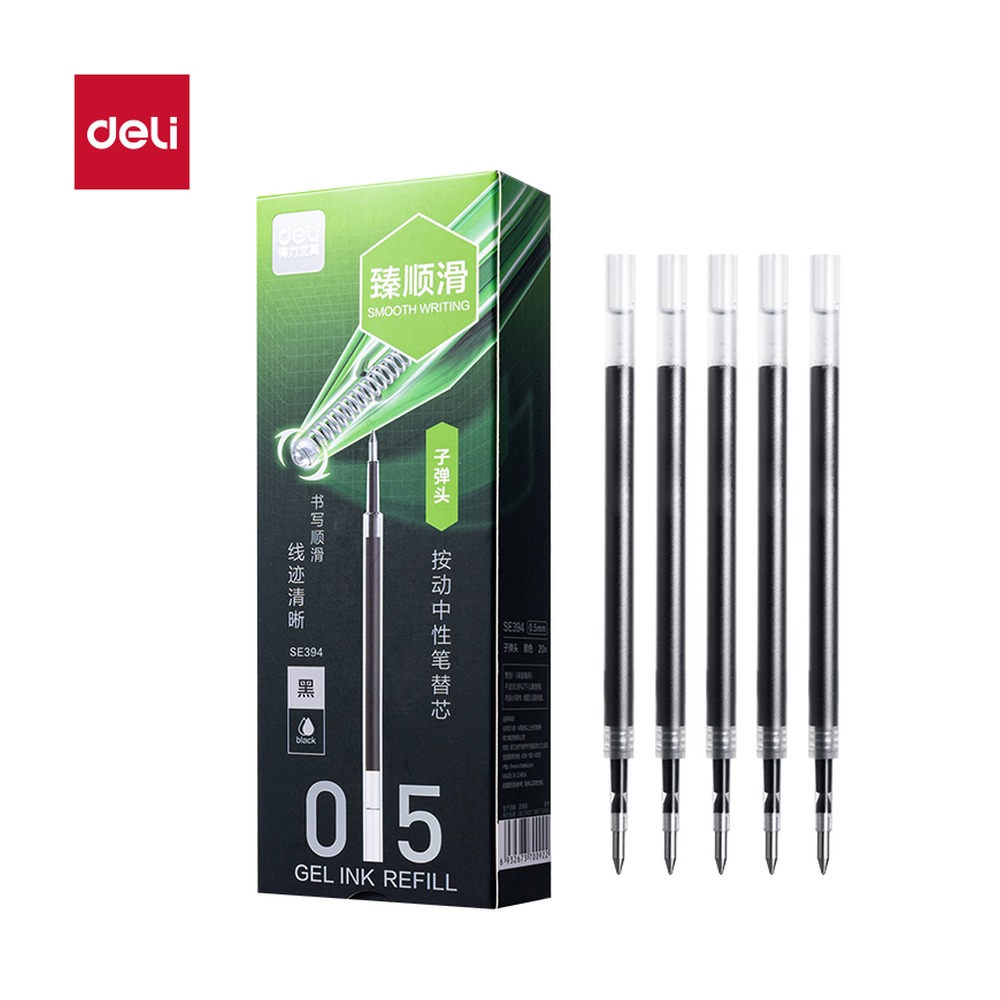 DELI/得力 常规按动中性笔替芯 SE394 颜色:黑；尺寸:0.5mm；包装:支；笔芯规格:0.5mm子弹头 单位:支