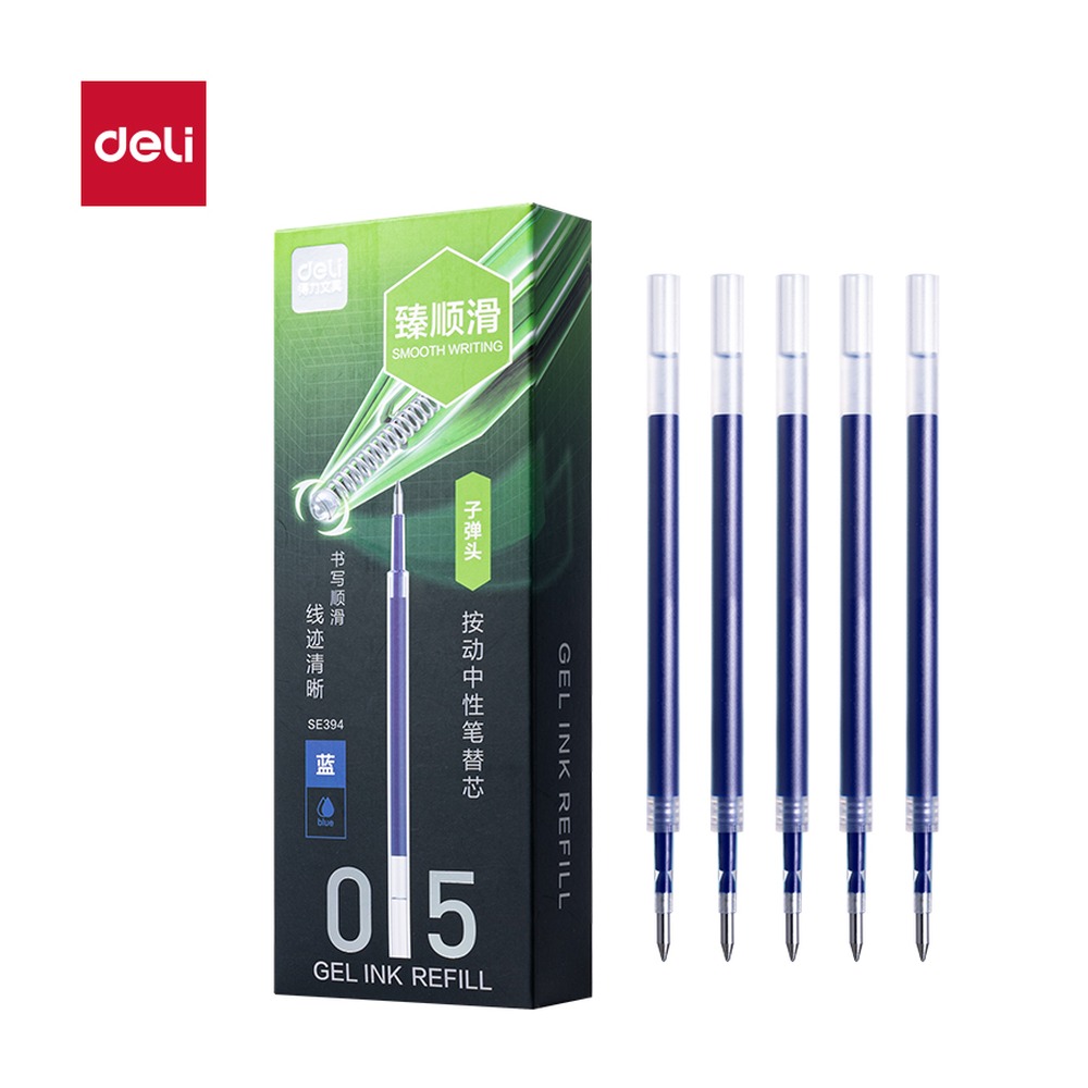 DELI/得力 常规按动中性笔替芯 SE394 颜色:蓝；尺寸:0.5mm；包装:支；笔芯规格:0.5mm子弹头 单位:支