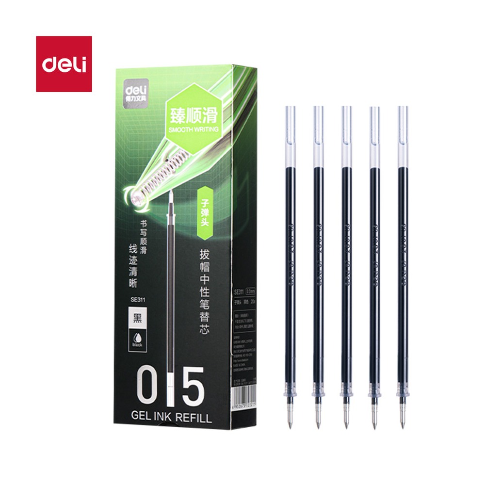 DELI/得力 常规拔帽中性笔替芯 SE311 颜色:黑；尺寸:0.5mm；笔芯规格:0.5mm子弹头 单位:支