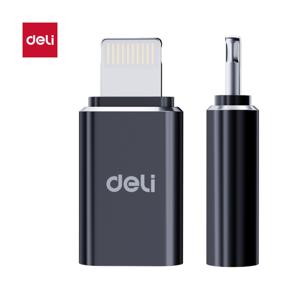 DELI/得力 转接头TypeC转Lightning ME101 颜色:黑色；材质:TPE+铝合金 单位:个