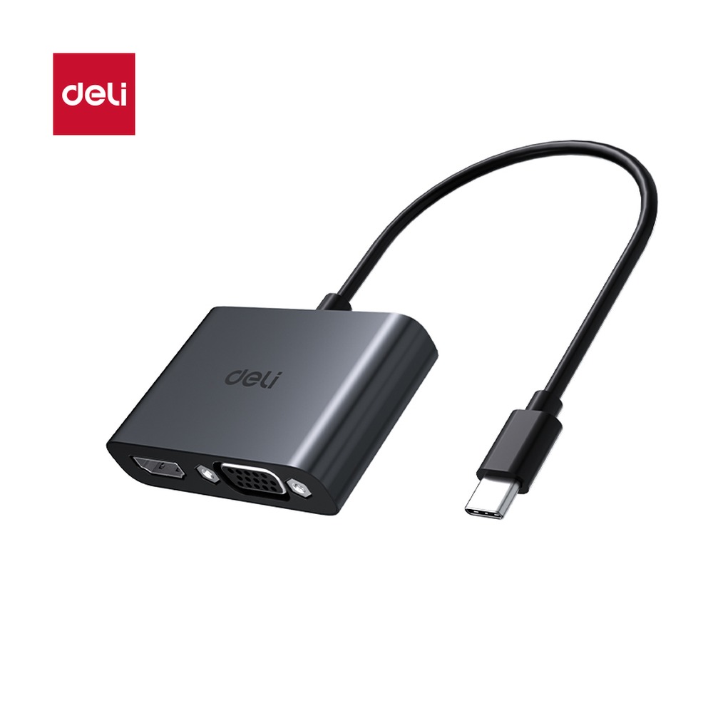 DELI/得力 拓展坞USB3.0PD100WHDMIVGA MG910 颜色:灰色；材质:ABS+人金属；尺寸:105mm*31mm*14mm (不含线长)；容量:5Gb 单位:个