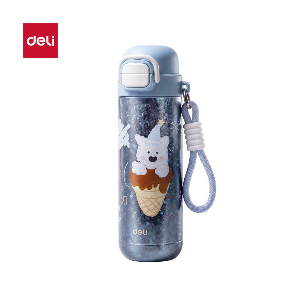 DELI/得力 学生钛杯 LL631 颜色:海盐生打椰 (蓝)；尺寸:65mm*65mm*215mm；容量:450mL；包装:彩盒装 单位:个