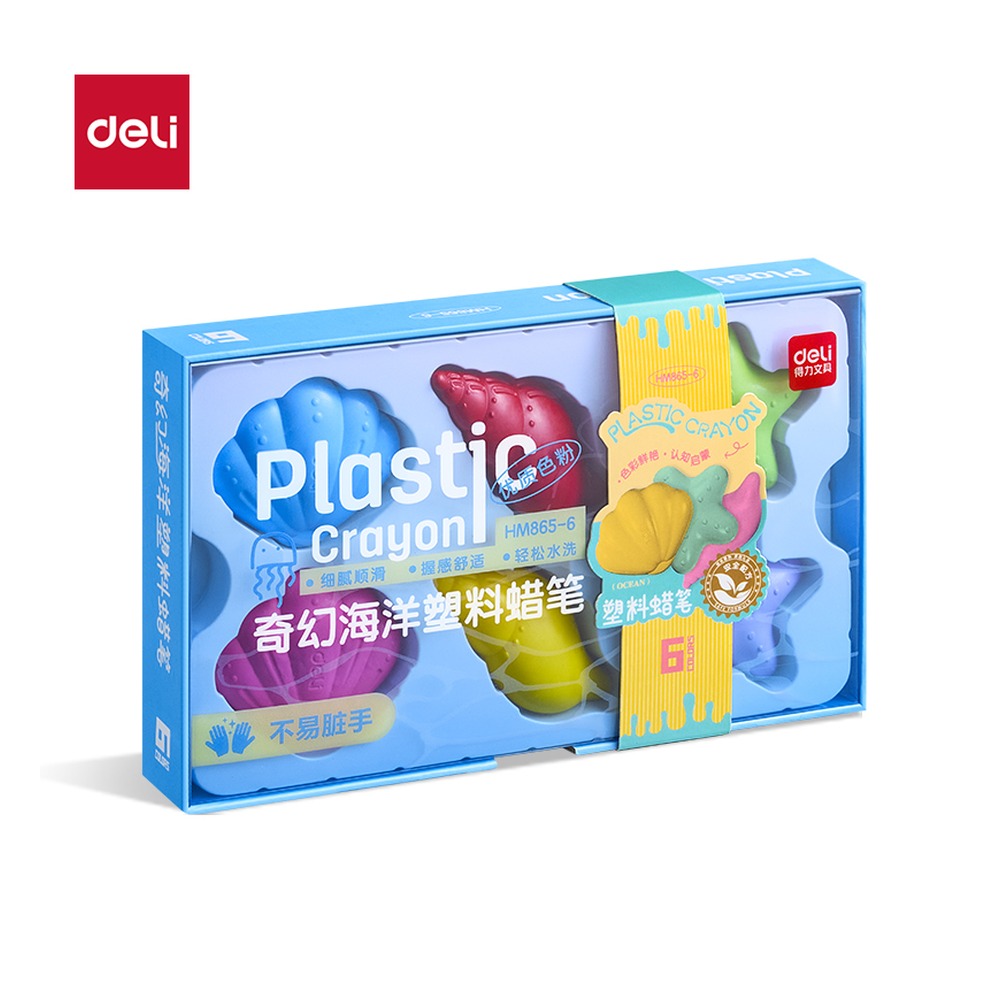 DELI/得力 奇幻海洋塑料蜡笔 HM865-6 颜色:混；材质:塑料 单位:盒