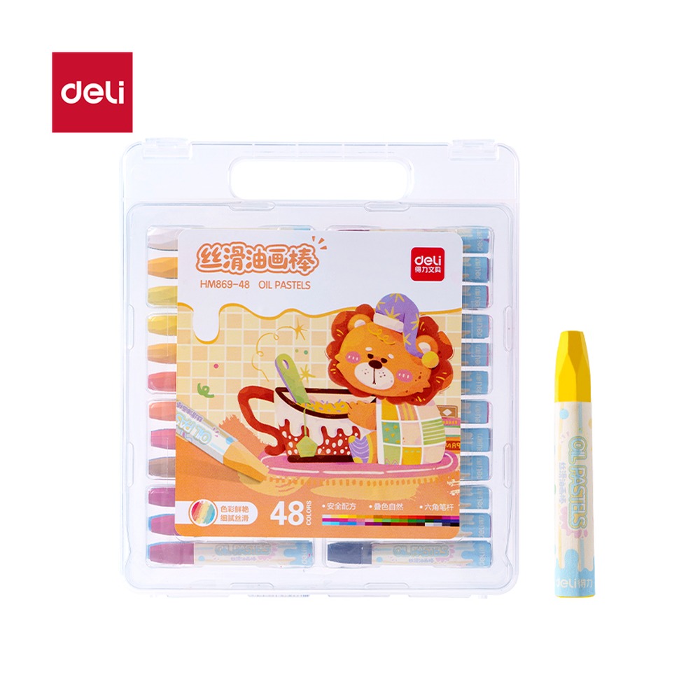 DELI/得力 丝滑油画棒 HM869-48 规格:(180*209*34)mm | 二 二 =；颜色:混 单位:盒