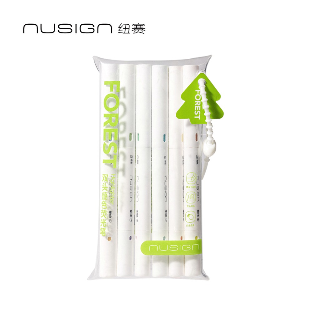 DELI/得力 目愈森林双头叠色荧光笔 NS720-F 颜色:混；包装:6支/袋 单位:袋