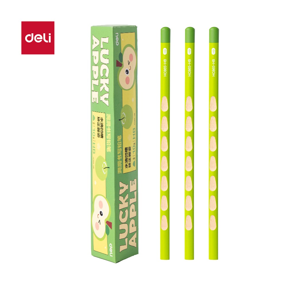DELI/得力 青苹果洞洞书写铅笔HB HC865-HB 颜色:混；包装:10支/盒 单位:盒