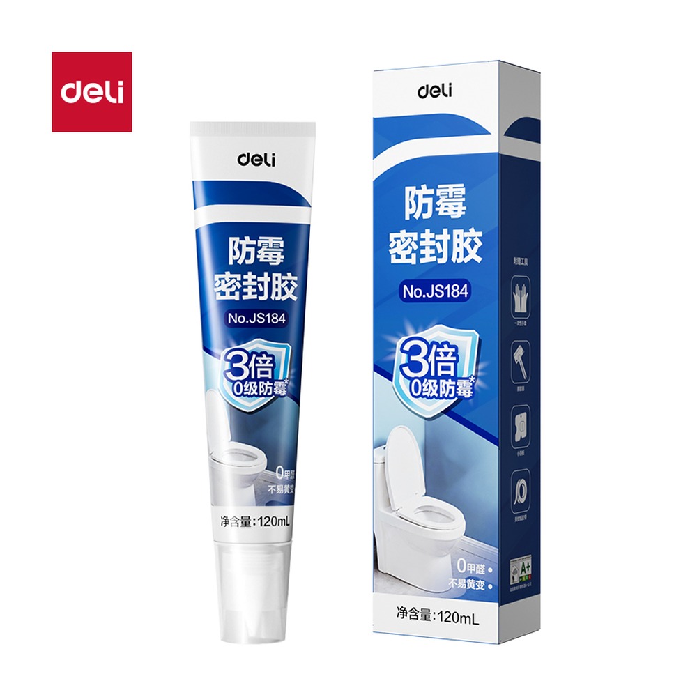DELI/得力 防毒密封胶0级3倍 JS184 规格:me；颜色:白；尺寸:120m；容量:120ml/盒 单位:盒