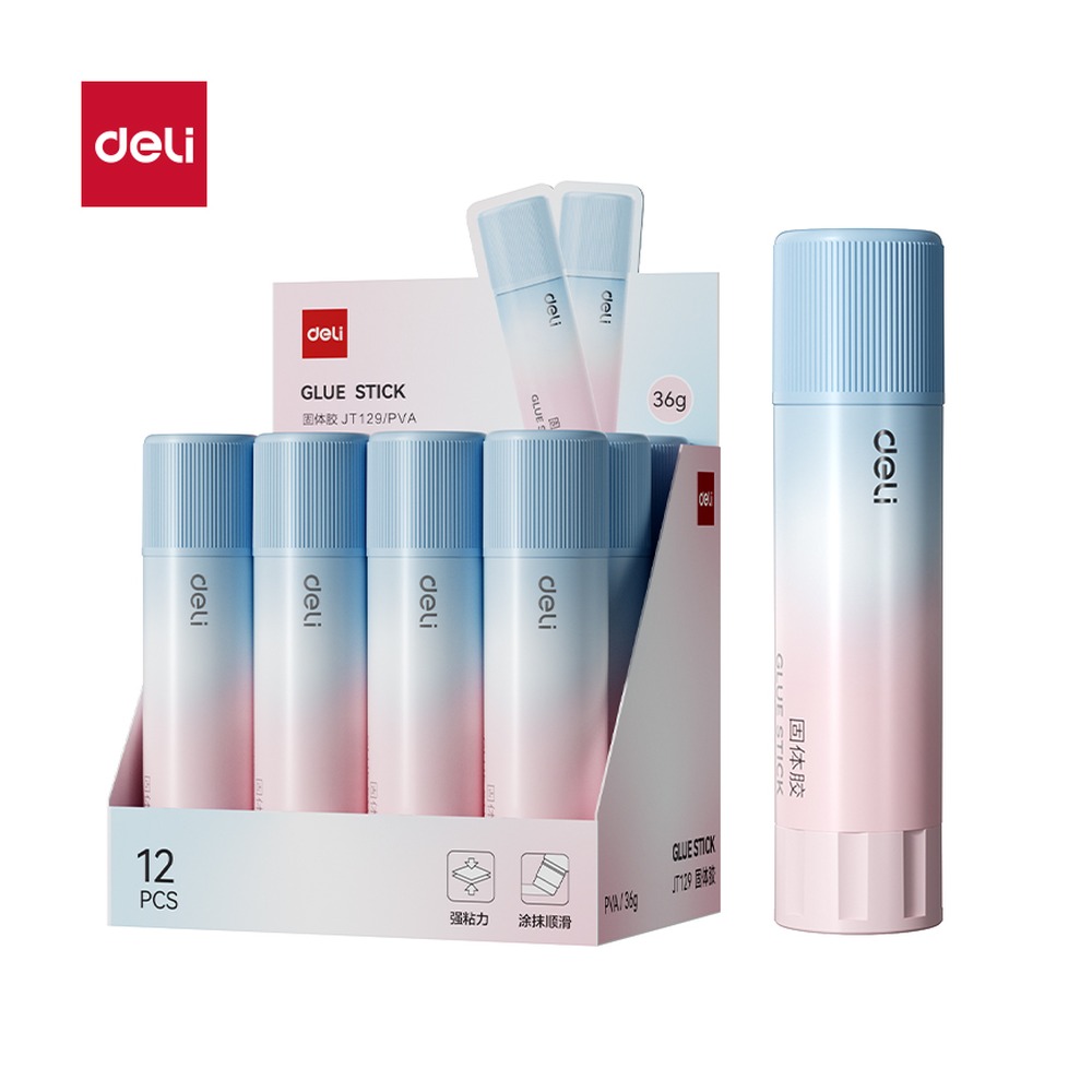 DELI/得力 固体胶PVA JT129 颜色:蓝粉色；克重:36g 单位:支