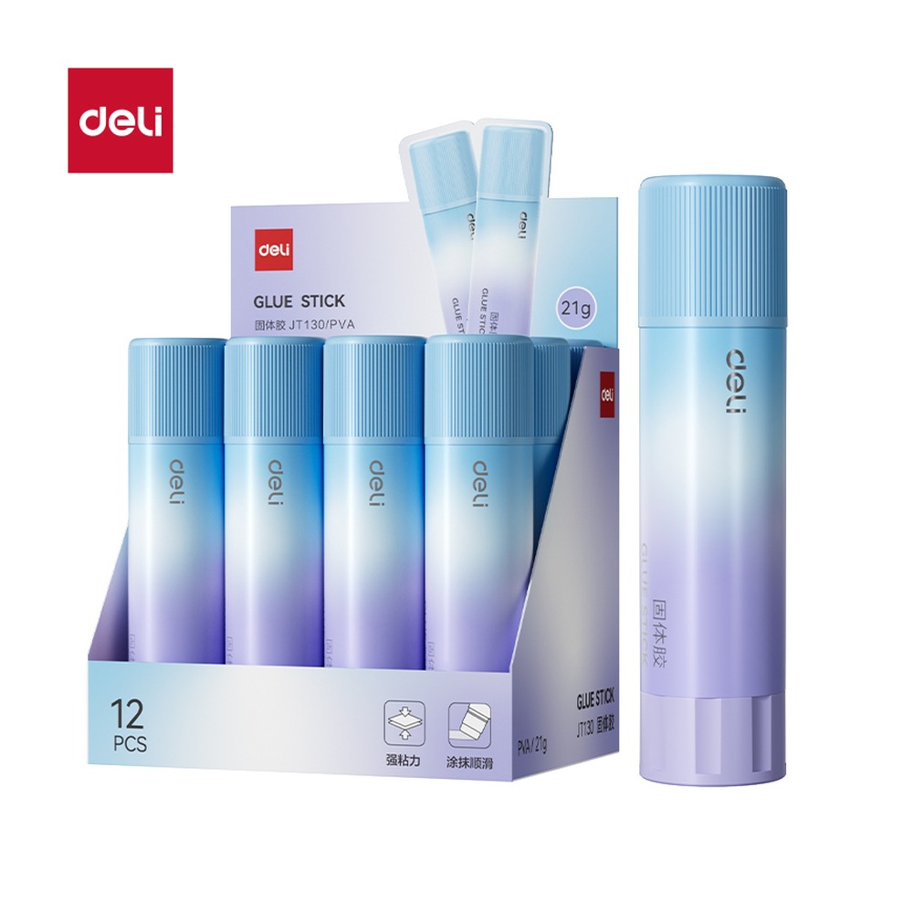 DELI/得力 固体胶PVA JT130 颜色:蓝紫色；克重:21g 单位:支