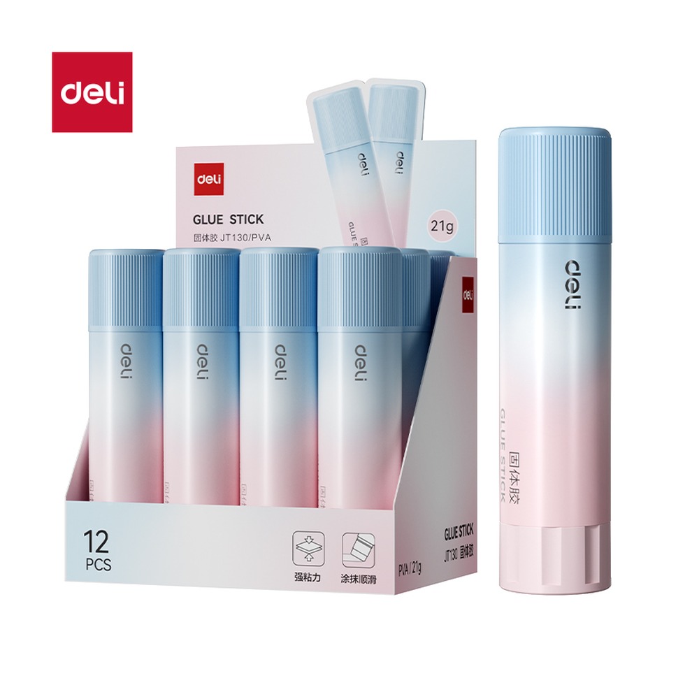 DELI/得力 固体胶PVA JT130 颜色:蓝粉色；克重:21g 单位:支