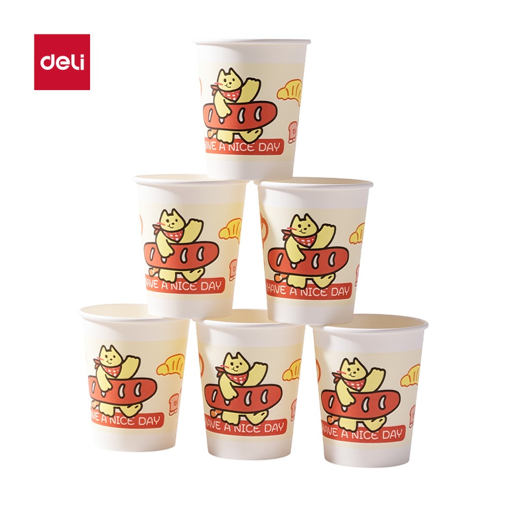 DELI/得力 单层抗菌纸杯 LL242-KJ 颜色:白；尺寸:280m；容量:280ml；包装:50只/袋 单位:袋