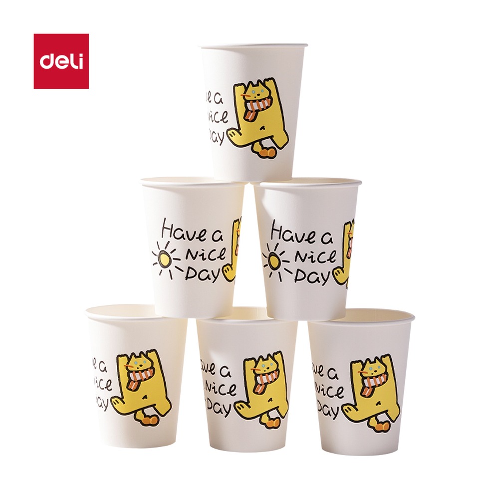 DELI/得力 单层抗菌纸杯 LL241-KJ 颜色:白；尺寸:250m；容量:250ml；包装:50只/袋 单位:袋