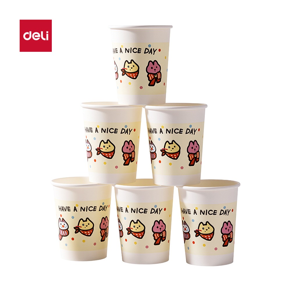 DELI/得力 单层抗菌纸杯 LL240-KJ 颜色:白；尺寸:230m；容量:230ml；包装:50只/袋 单位:袋