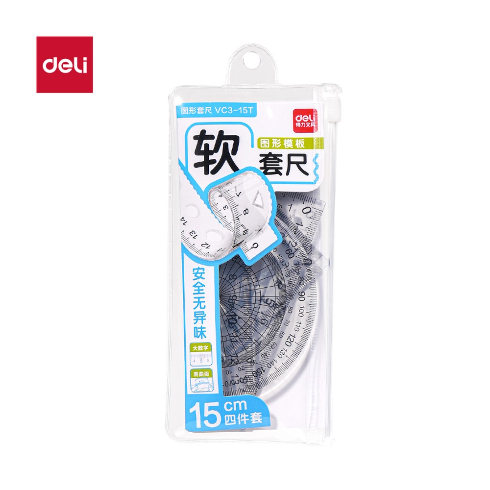 DELI/得力 安全无异味图形软套尺 VC3-15T 颜色:透明；尺寸:15cm 单位:套