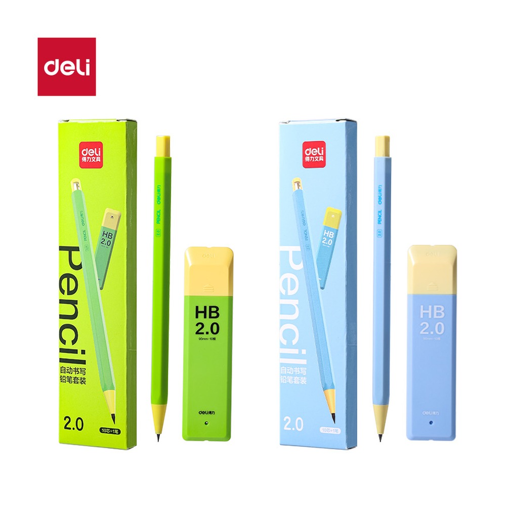DELI/得力 自动书写铅笔HB2.0 SH400-20 颜色:混；尺寸:90mm；笔芯规格:HB2.0-90mm 单位:盒