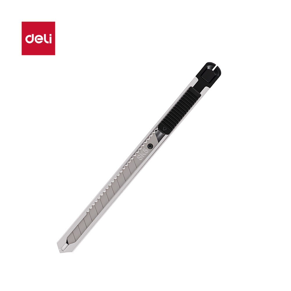DELI/得力 美工刀60°SK5 TD216 颜色:银色；尺寸:0.4mm*9mm*80mm；其他:60°SK5；笔芯规格:9mm 单位:把