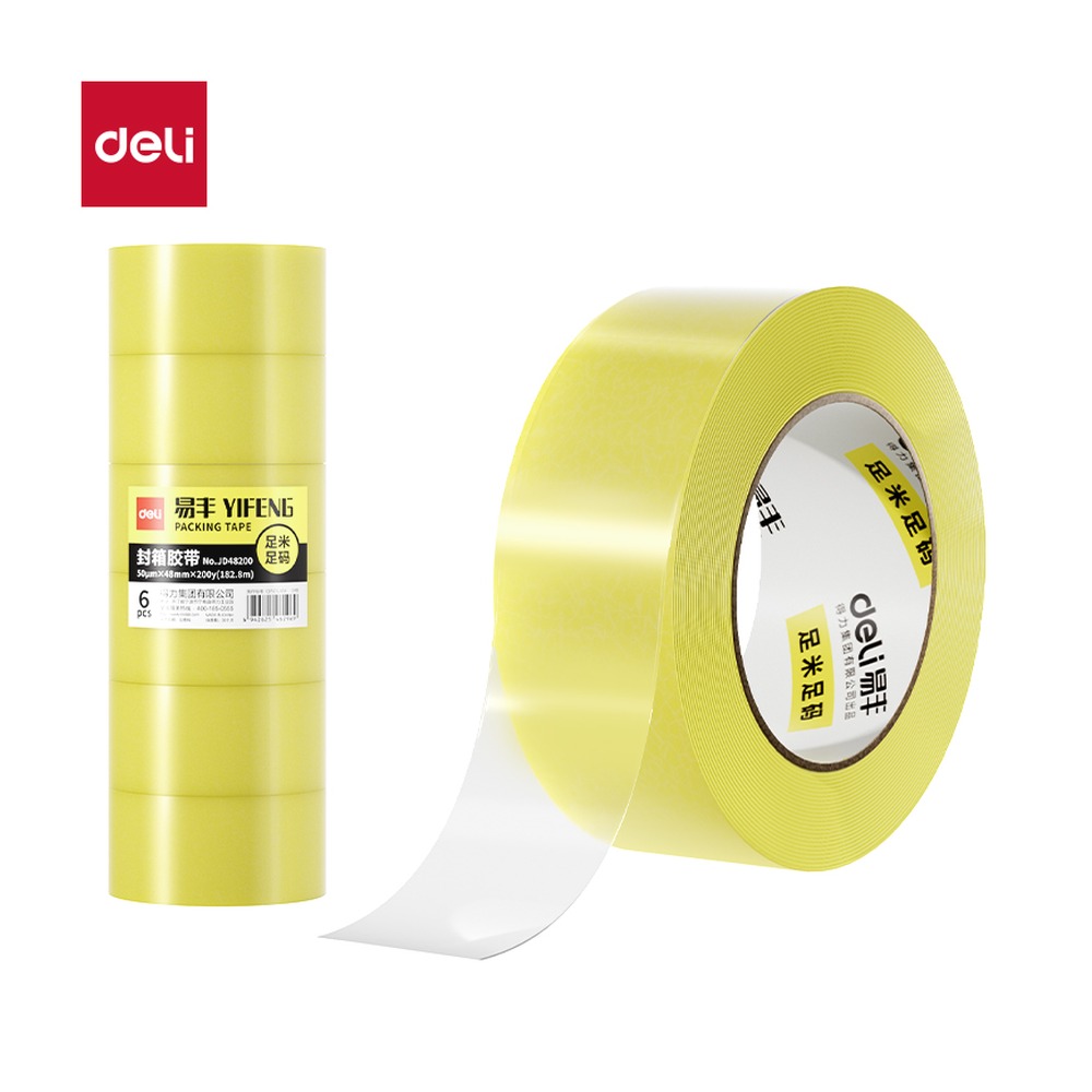 DELI/得力 工业胶带 JD48200 尺寸:48mm*200；包装:6卷/筒；笔芯规格:48mm 单位:筒