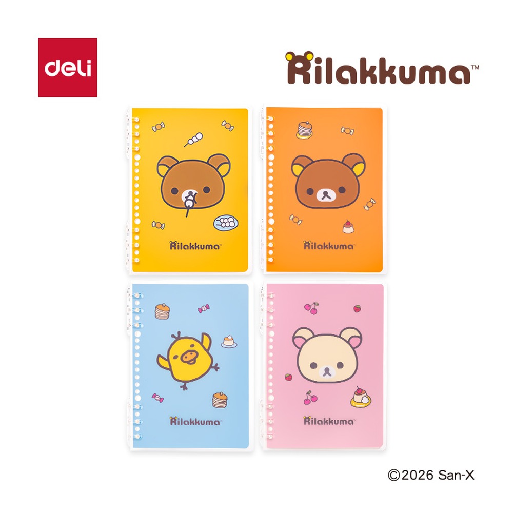 DELI/得力 轻松熊轻薄三孔活页本A5 QS205 颜色:混；其他:40张；纸张规格:A5 单位:本