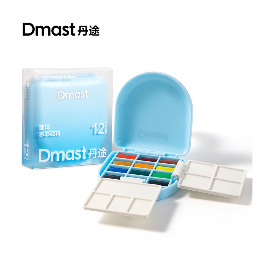DELI/得力 丹途颜料丹途水彩PP盒 RW102 规格:12色(不含画笔)；颜色:混；材质:PP；包装:12色/盒 单位:盒