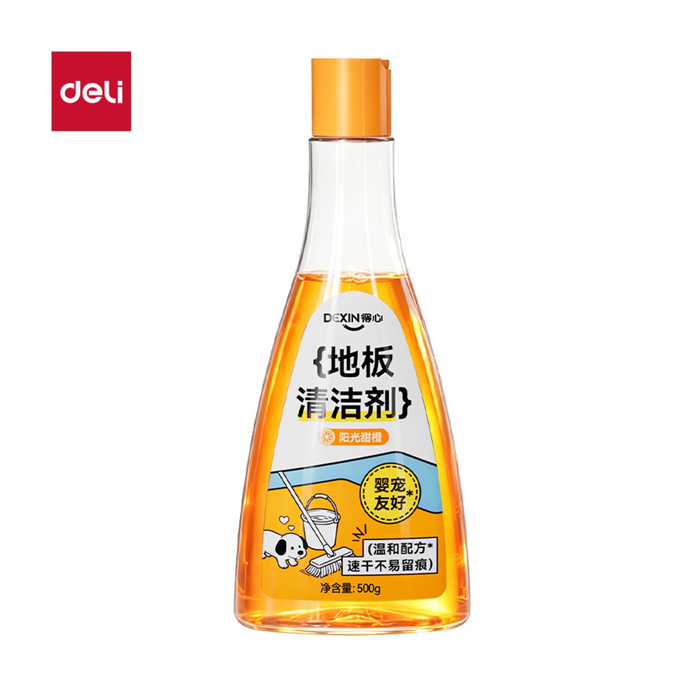 DELI/得力 地板清洁剂 QX201 颜色:橙色；克重:500g 单位:瓶
