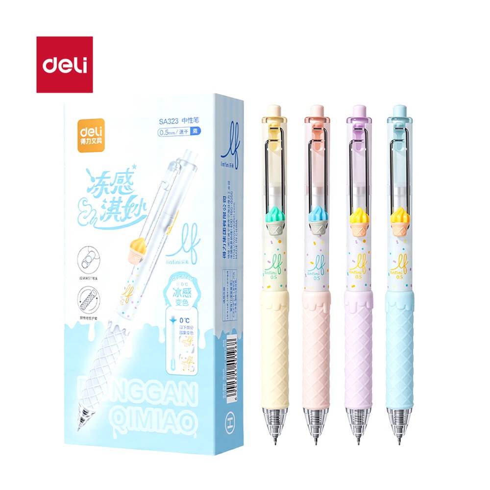 DELI/得力 乐素冻感淇妙个人型中性笔速干 SA323 颜色:黑；尺寸:0.5mm；笔芯规格:0.5mm 单位:支