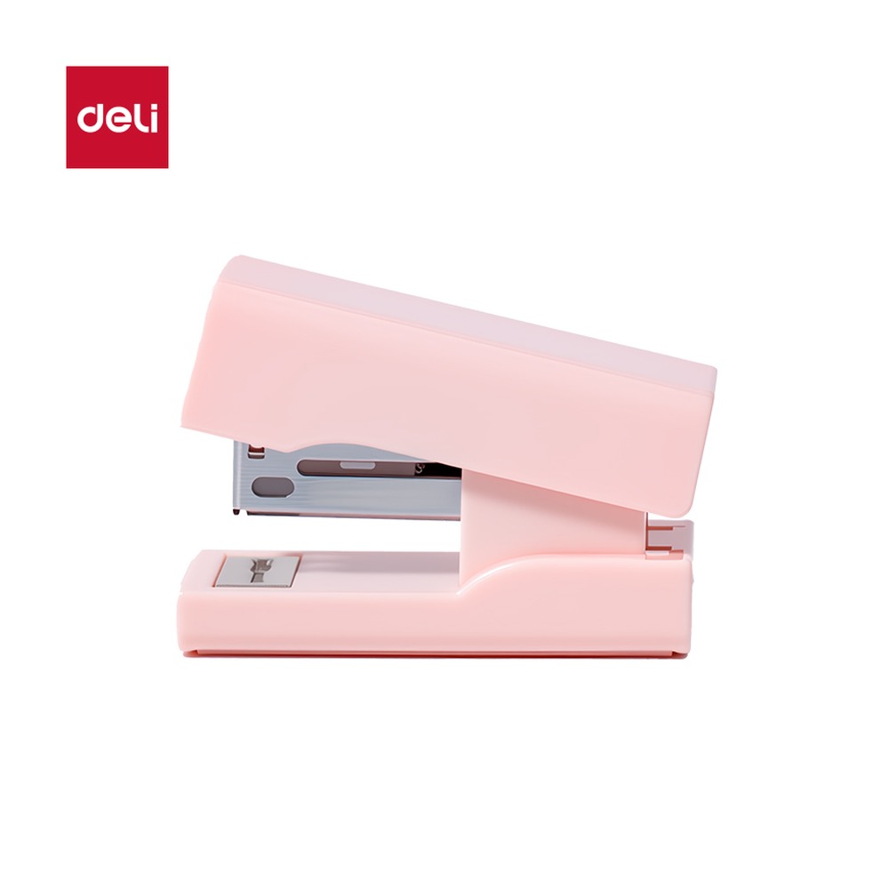 DELI/得力 迷你订书机 TA234 颜色:蓝色、粉色、绿色、白色；材质:ABS+人金属；尺寸:63mmx26mmx43mm 单位:套