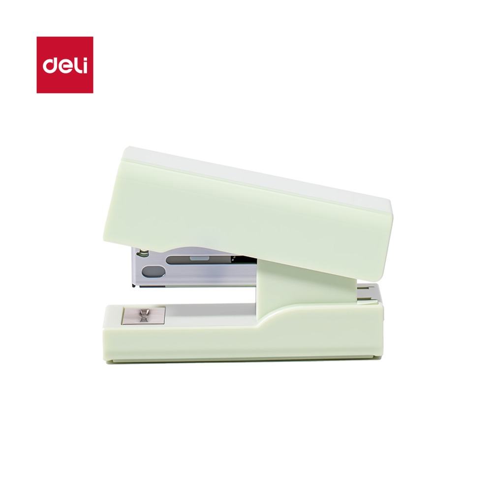 DELI/得力 迷你订书机 TA234 颜色:蓝色、粉色、绿色、白色；材质:ABS+人金属；尺寸:63mmx26mmx43mm 单位:套