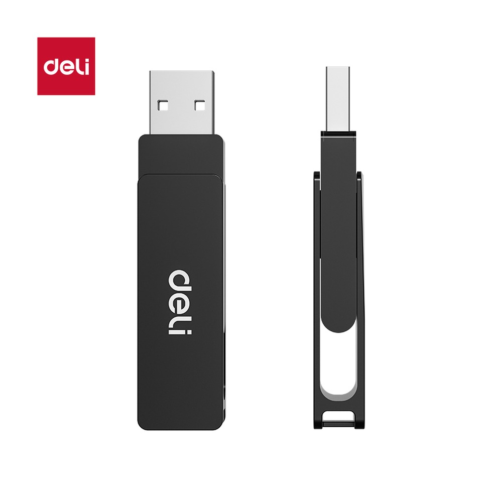 DELI/得力 U盘 LS330-128G 颜色:黑色；尺寸:58mm*16mm*9.6mm；容量:128G；重量:24.4g 单位:只