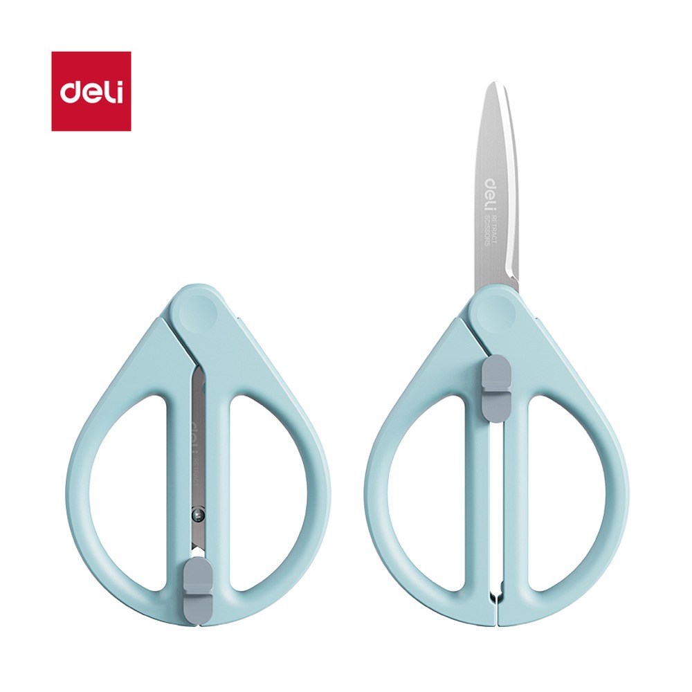 DELI/得力 收刃大师系列省力剪刀 TJ81 颜色:蓝；尺寸:91mm；笔芯规格:91mm 单位:把