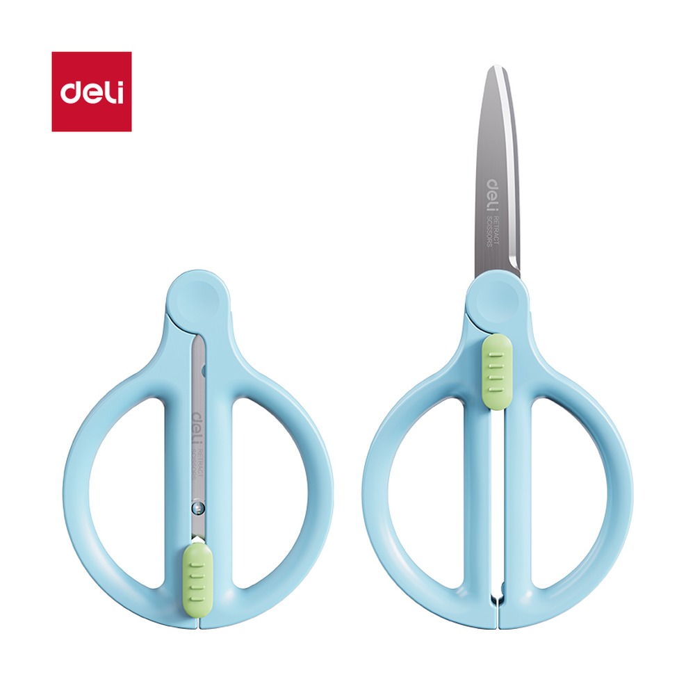 DELI/得力 收刃大师系列省力剪刀 TJ61 颜色:蓝；尺寸:95mm；笔芯规格:95mm 单位:把