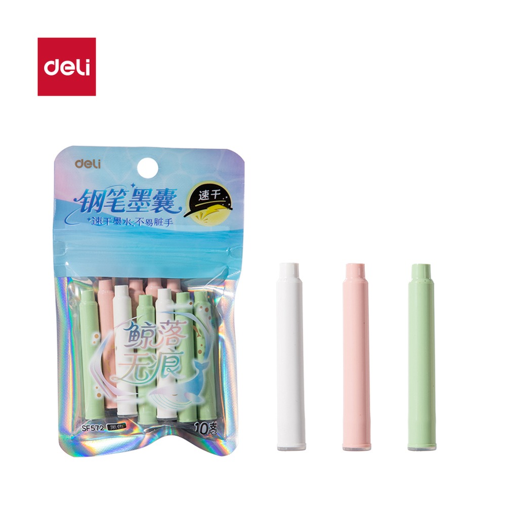 DELI/得力 速干钢笔墨囊 SF572 颜色:黑；包装:10支/袋 单位:袋