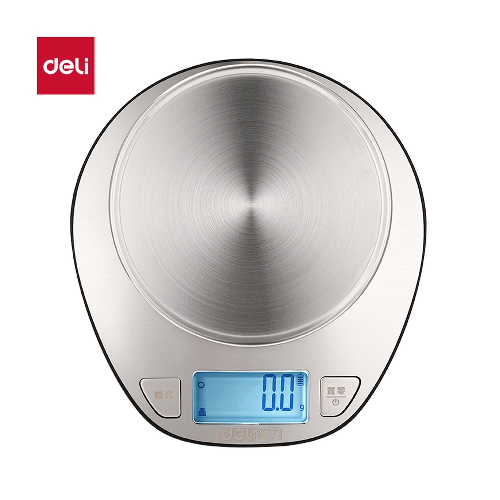DELI/得力 充电款厨房秤 TE946 颜色:银色；克重:5Kg/0.1g 单位:台