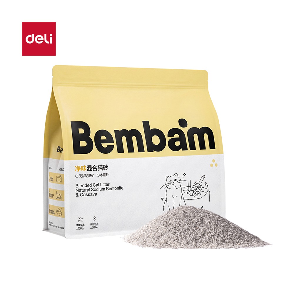 DELI/得力 天然钠基矿木薯混合猫砂 BM05 颜色:混；克重:2.5kg；包装:包 单位:包