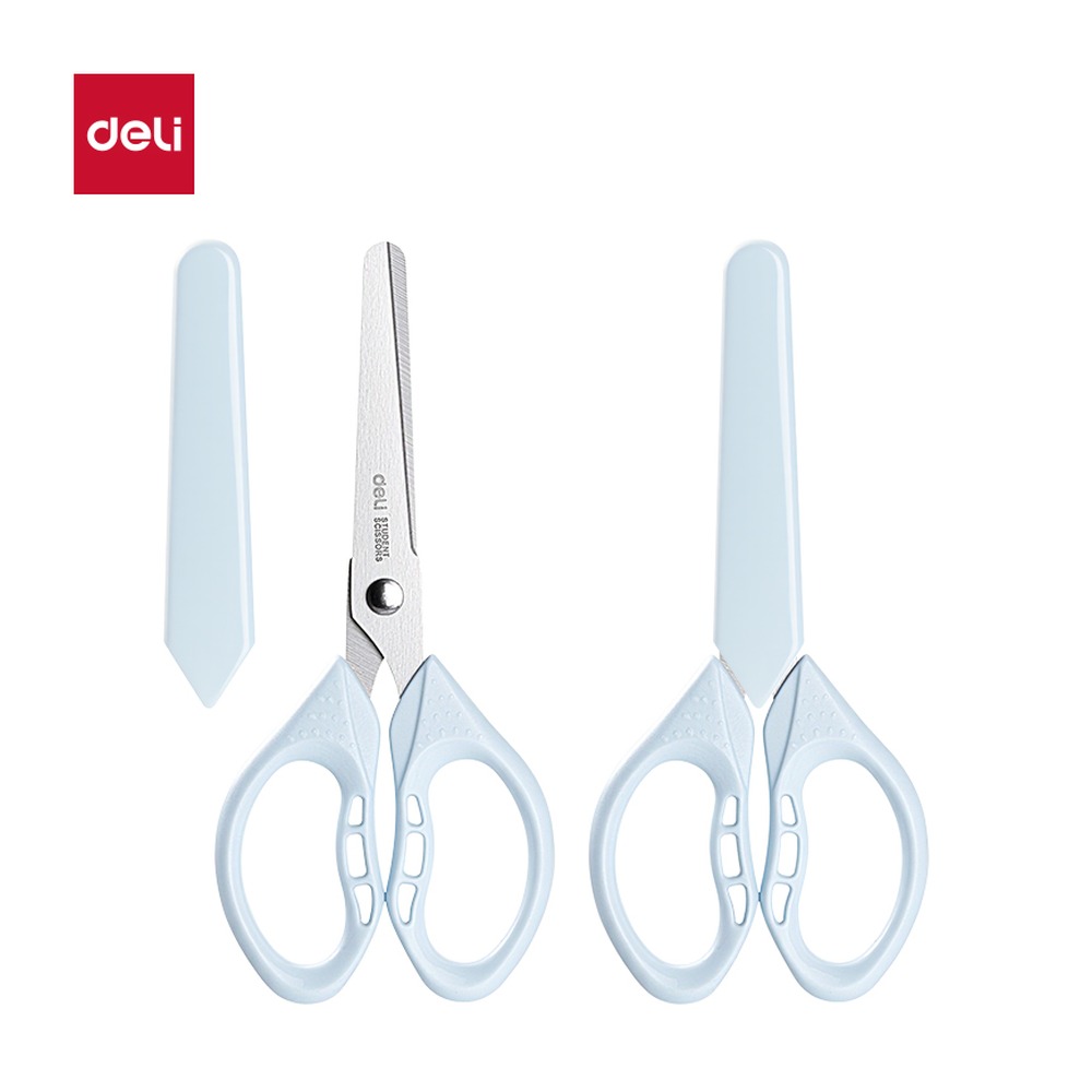 DELI/得力 学生剪刀 TJ122 颜色:蓝；材质:PP+2Crl3不锈钢；尺寸:123mm；笔芯规格:123mm 单位:把