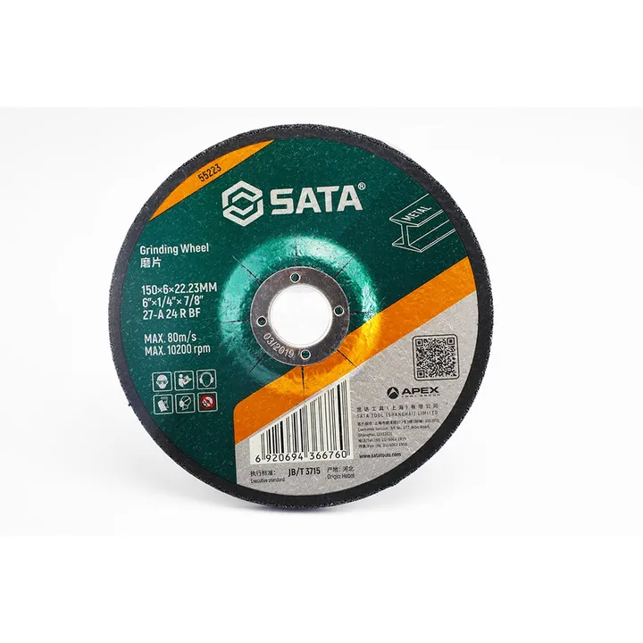 SATA/世达 金属磨片 55223 规格：150×6×22.23mm 外径：150mm 内径：22.23mm 厚度：6.00mm 起订量(片)：100 单位:个