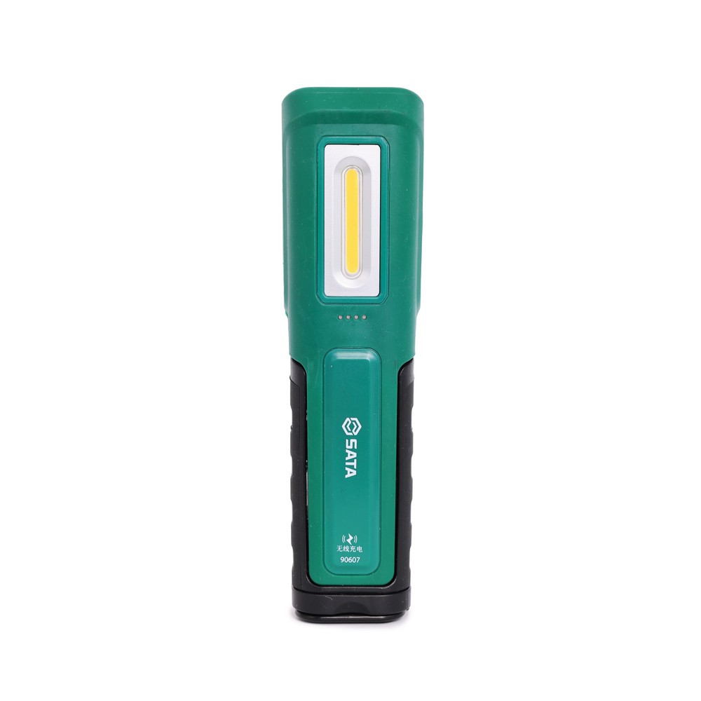 SATA/世达 工业级无线充电折叠工作LED灯 90607 外形尺寸L×W×H：205×55×40mm 光通量(lm)：600-100（正面灯） 100（顶灯） 最长续航(小时)：约2.5-10（正面灯） 约10（顶灯） 单位:个