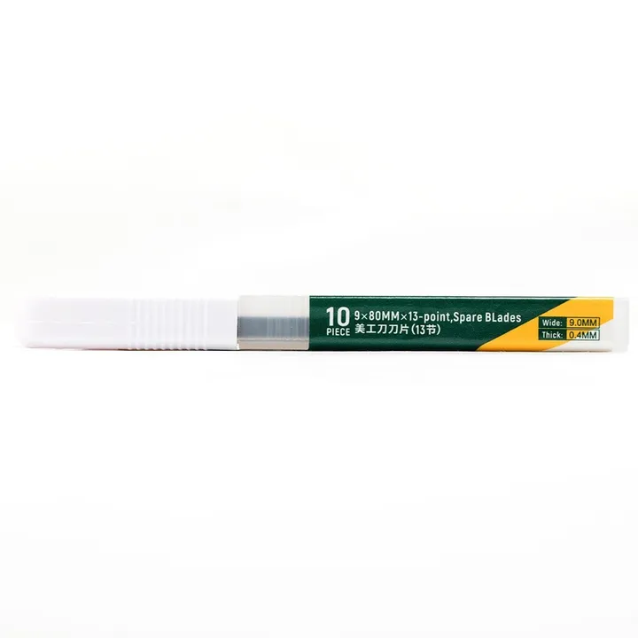 SATA/世达 10件套美工刀刀片 93432A 规格：13节9×80mm 刀片数：10 长度：80mm 宽度：9mm 厚度：0.4mm 单位:个