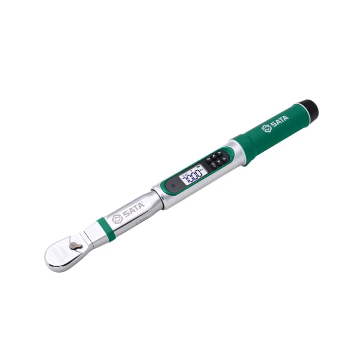 SATA/世达 3/8"系列电子扭力扳手 96525 驱动头(英寸)：3/8 扭力范围：27-135N·m 扭力范围：19.9-99.6lbf·ft 全长：412mm 分度值：0.1N·m 重量：0.8kg 单位:个