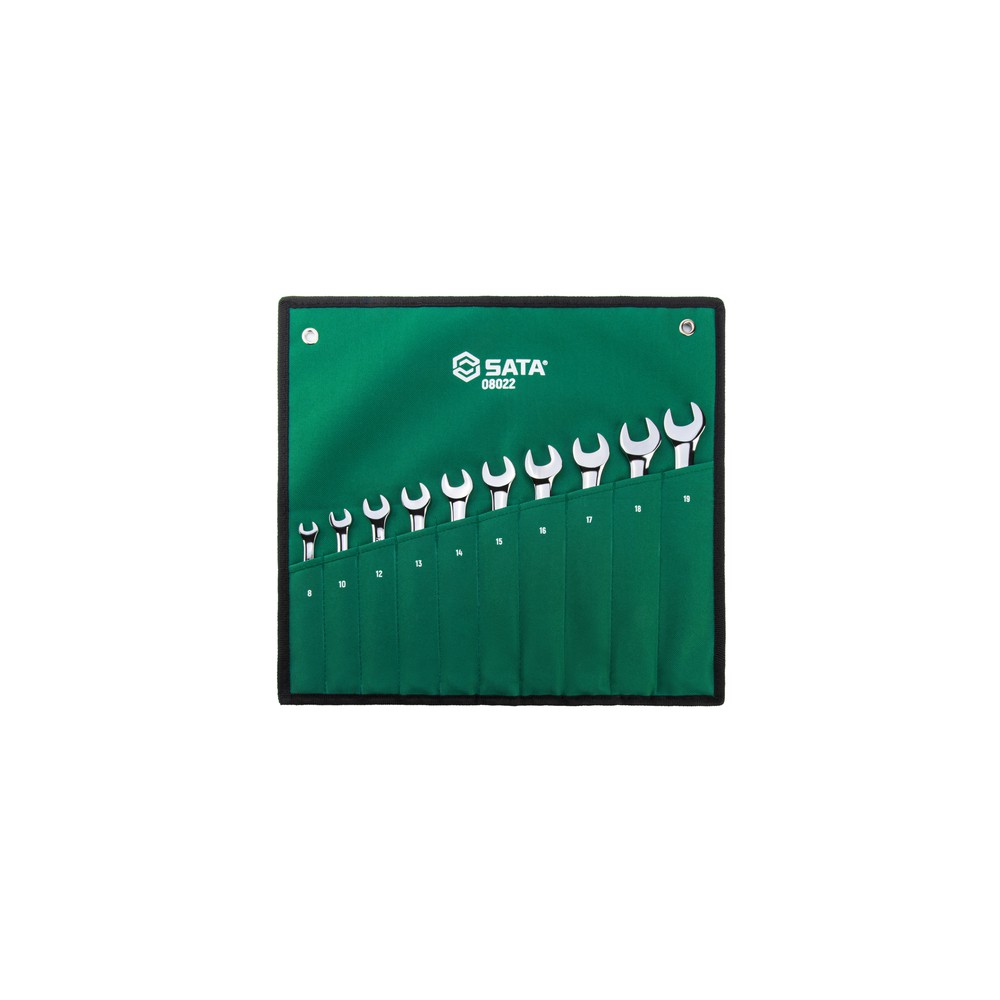 SATA/世达 全抛光两用扳手工具组套 08022 10件 单位:个